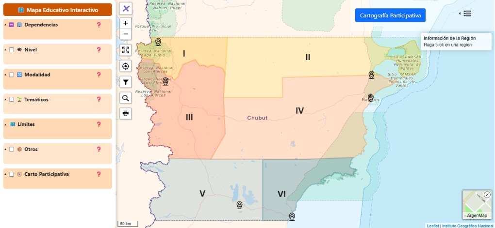 Mapa interactivo Educación Chubut