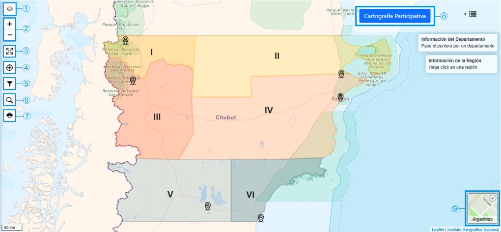 Mapa interactivo Educación Chubut