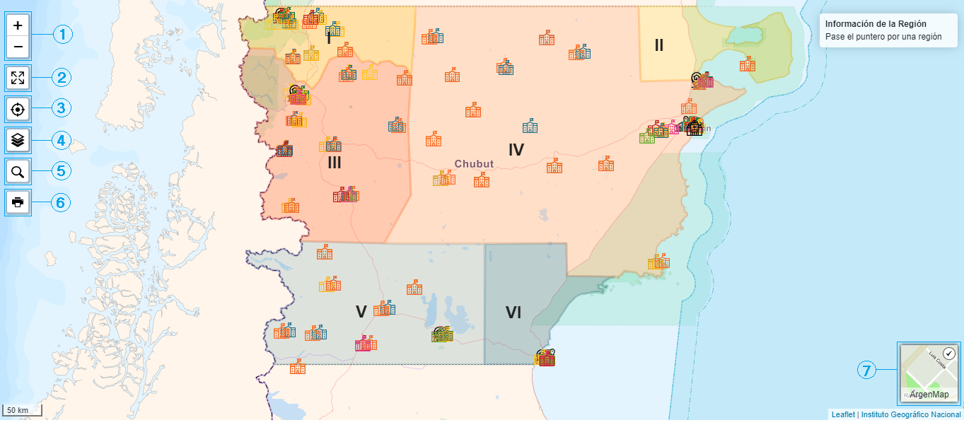 Mapa interactivo Educación Chubut