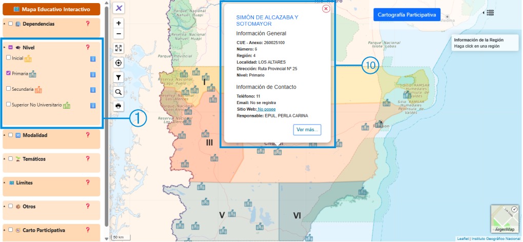 Mapa interactivo Educación Chubut