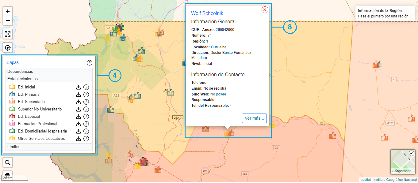 Mapa interactivo Educación Chubut